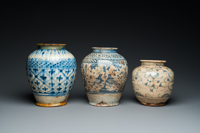 Six blue and white Islamic pottery storage jars, Persia, 17/19th C.