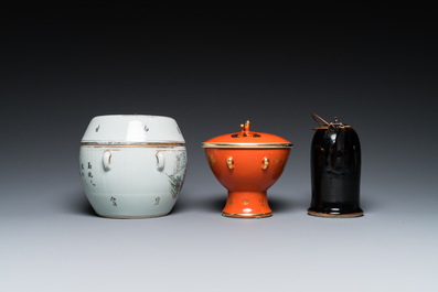 Six various Chinese porcelain wares, Qing and Republic