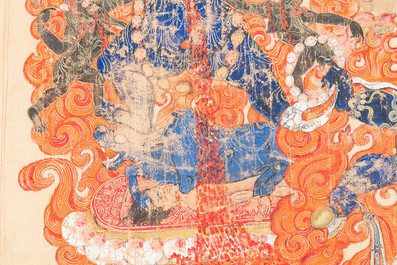 A silk thangka depicting Mahakala, Tibet, 19th C.