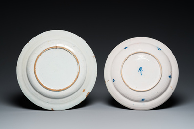 Two polychrome Dutch Delft dishes, 18th C.