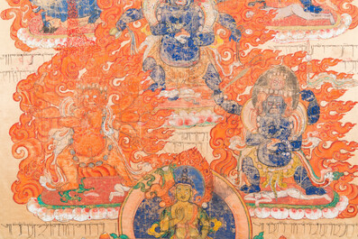 A silk thangka depicting Mahakala, Tibet, 19th C.