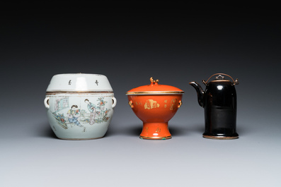 Six various Chinese porcelain wares, Qing and Republic