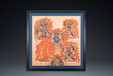 A silk thangka depicting Mahakala, Tibet, 19th C.