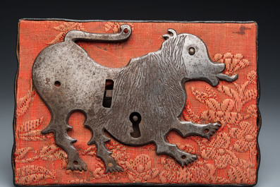 A lion-shaped iron doorlock, probably Germany, 16/17th C.