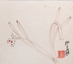 Suiveur de Zhang Daqian 張大千 (1898-1983): 'Beaut&eacute;' et 'Orchid&eacute;e', encre et couleurs sur papier