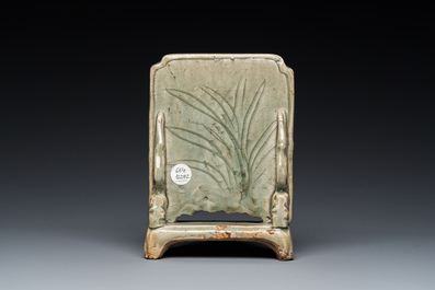 A small Chinese Longquan celadon table screen, Ming