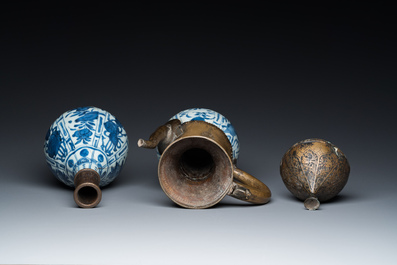Two Chinese blue and white vases with bronze mounts for the Islamic market, Wanli