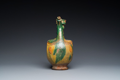 A Turkish Canakkale green- and yellow-glazed ewer and four Islamic pottery bowls, 15th C. and later