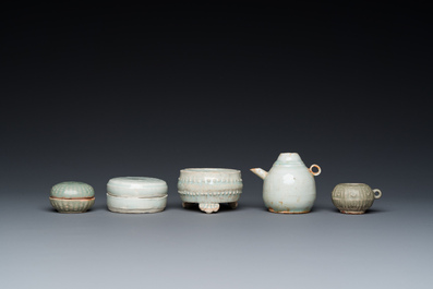 Six Chinese celadon- and qingbai-glazed wares, Song and later