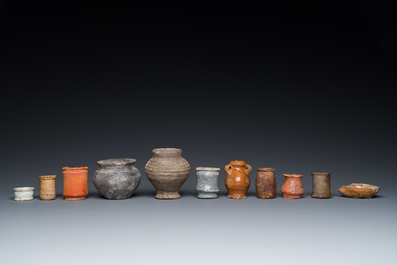 A large collection of early Western European pottery and stoneware, 13/17th C.
