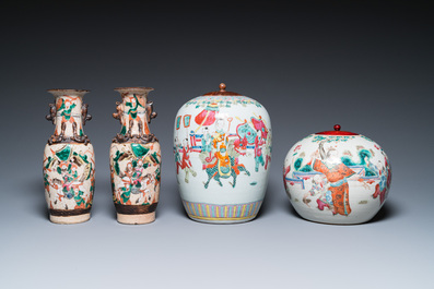 A varied collection of Chinese famille rose and qianjiang cai porcelain, 19/20th C.