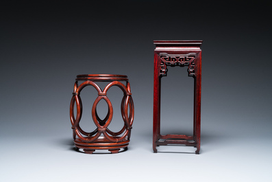 Five Chinese well-carved wooden stands, 20th C.