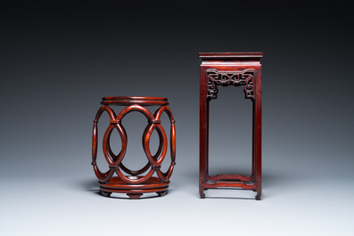 Five Chinese well-carved wooden stands, 20th C.