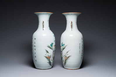 Paire de vases en porcelaine de Chine famille rose, sign&eacute;s Yu Yongfeng 余永豐, dat&eacute;s 1922