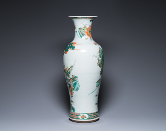 A large Chinese famille verte vase with narrative design, Kangxi mark, 19th C.