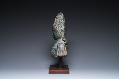 A large Javanese bronze Majapahit bust of the god Shiva, Indonesia, probably 15/16th C.