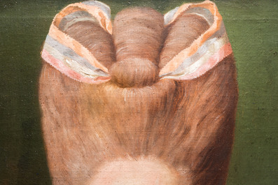 Franse school: Portret van Mademoiselle de Mirabelle, olie op doek, 18e eeuw