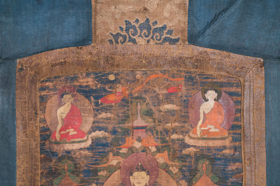Een thangka met Bhaisajyaguru, Tibet, 15/16e eeuw