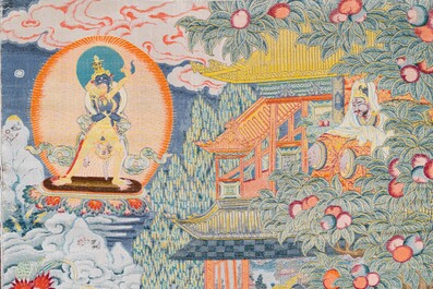 Thangka tiss&eacute; figurant un roi Shambhala, Chine, R&eacute;publique