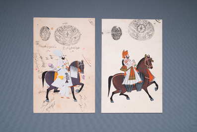 Ecoles indiennes et persanes: dix miniatures aux sujets figuratifs et une vue sur la tombe d'Akbar le Grand, 19/20&egrave;me