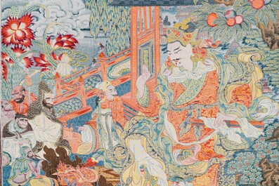 A Chinese woven thangka of a Shambhala king, Republic