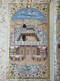 Imam Muhammad al-Jazuli (c. 1404-1465): Dala'il al-Khayrat, luxurious manuscript in large format in leather folder, 20th C.