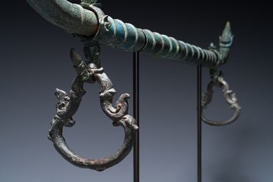 A bronze Khmer palanquin fitting, Cambodia or Thailand, probably Angkor period, 13th C.