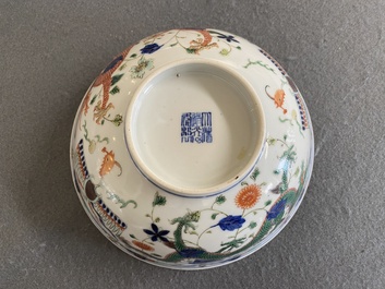 A Chinese wucai 'dragon' bowl, Daoguang minyao mark and of the period