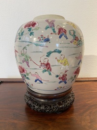 A Chinese famille rose 'hundred boys' jar, Yongzheng