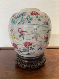 A Chinese famille rose 'hundred boys' jar, Yongzheng