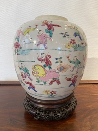 A Chinese famille rose 'hundred boys' jar, Yongzheng