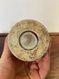 A Chinese monochrome copper-red-glazed 'meiping' vase on wooden stand, Republic