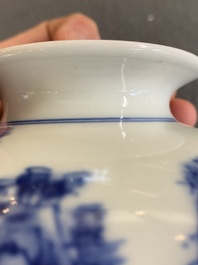 A Chinese blue and white 'mountainous landscape' vase, Kangxi mark, Republic