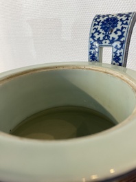 A Chinese blue and white tripod censer, Daoguang mark and of the period