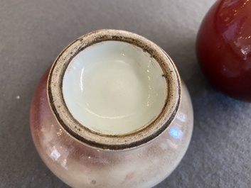 Deux pots &agrave; eau en porcelaine de Chine &agrave; &eacute;mail flamb&eacute;, 19&egrave;me