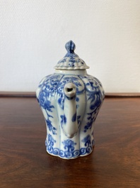 A Chinese blue and white teapot with a phoenix-shaped spout, Kangxi