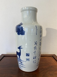 A Chinese blue and white 'deer and crane' vase, Tao Cheng Tang 陶成堂 mark, 18/19th C.