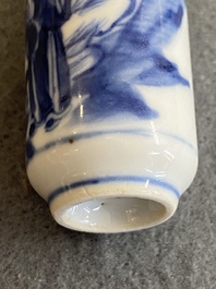 Five Chinese blue and white snuff bottles, 19th C.