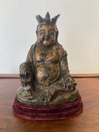 A Chinese gilt bronze crowned Buddha, Ming