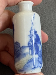 Cinq tabati&egrave;res en porcelaine de Chine en bleu et blanc, 19&egrave;me