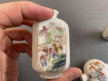 Five Chinese famille rose snuff bottles, 19/20th C.