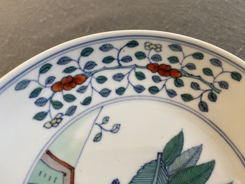 Assiette en porcelaine de Chine doucai, marque de Chenghua, Kangxi