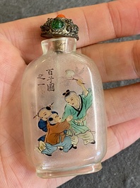 A Chinese inside-painted glass 'playing boys' snuff bottle, signed Ma Shaoxian 馬紹先, dated 1904