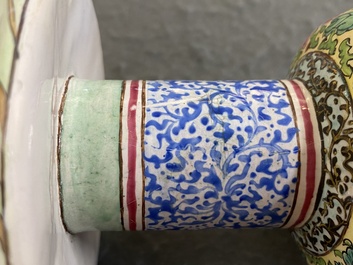 A pair of Chinese Canton enamel marriage bowls on stems, Yongzheng