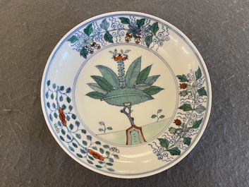 A Chinese doucai plate, Chenghua mark, Kangxi