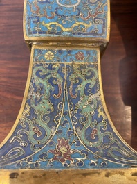 A pair of Chinese cloisonn&eacute; 'gu' vases, Kangxi