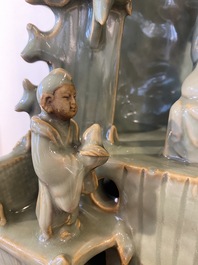 A Chinese Longquan celadon shrine of Guanyin, probably Ming