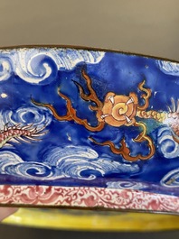 A Chinese Canton enamel dish with fine floral design, Yongzheng