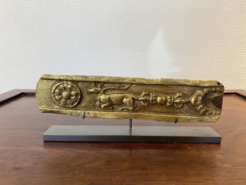 A gilt copper alloy altar fragment, Tibet, 17th C.