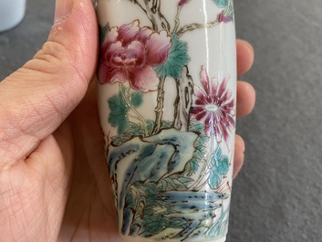 Three Chinese famille rose and blue, white and copper-red vases, 19/20th C.